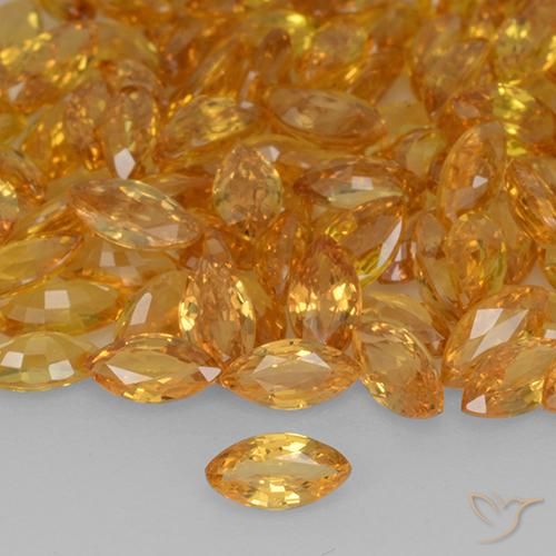 0.20ct 天然 黄金色 蓝宝石, 榄尖形, VVS-VS
