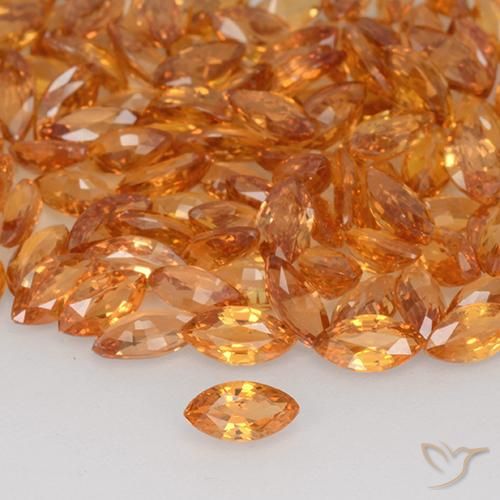 0.20ct 天然 虎橙 蓝宝石, 榄尖形, VVS-VS