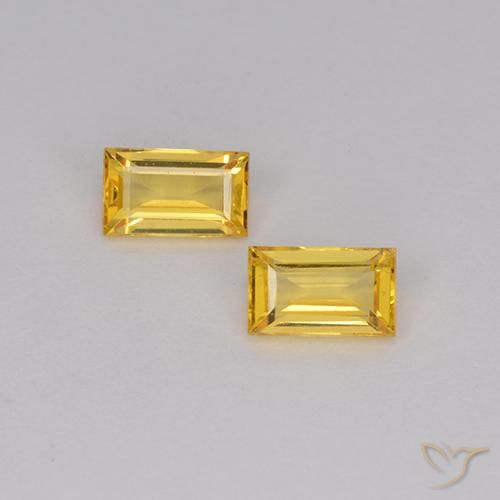 0.75ctw 天然 金色 蓝宝石, 狭长方形, VS
