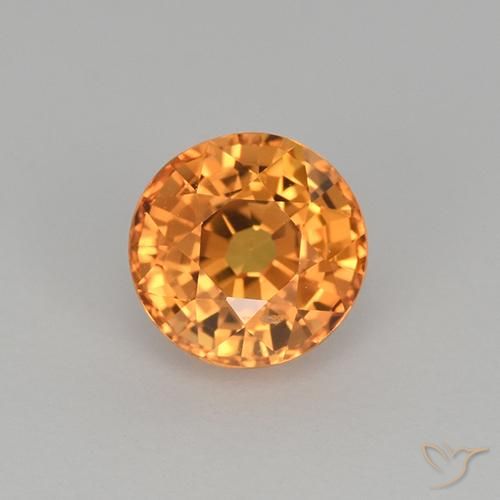 1.00ct 天然 深橙色 蓝宝石, 圆形的, VVS