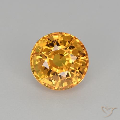 1.06ct 天然 深橙金 蓝宝石, 圆形的, VVS