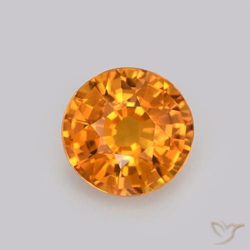 0.99ct 天然 深橙金 蓝宝石, 圆形的, VVS