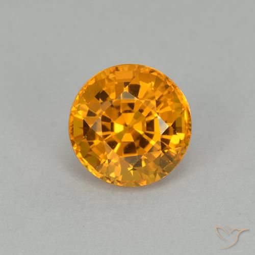 1.00ct 天然 深橙金 蓝宝石, 圆形的, VVS