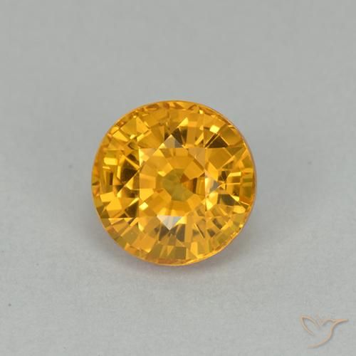1.00ct 天然 深金色 蓝宝石, 圆形的, VVS
