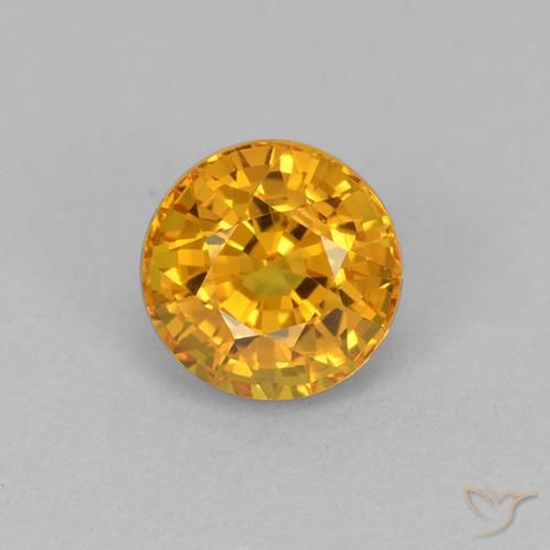 1.02ct 天然 深金橙色 蓝宝石, 圆形的, VVS