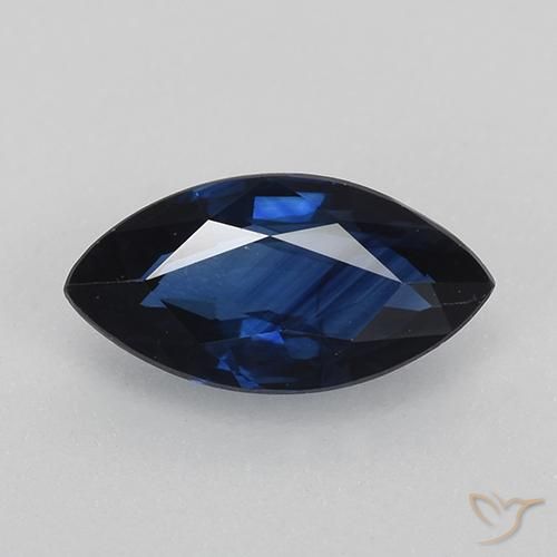 0.80ct 天然 暗蓝色 蓝宝石, 榄尖形, VVS-VS