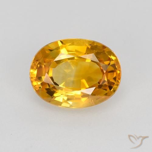 0.86ct 天然 深金橙色 蓝宝石, 椭圆形, VVS