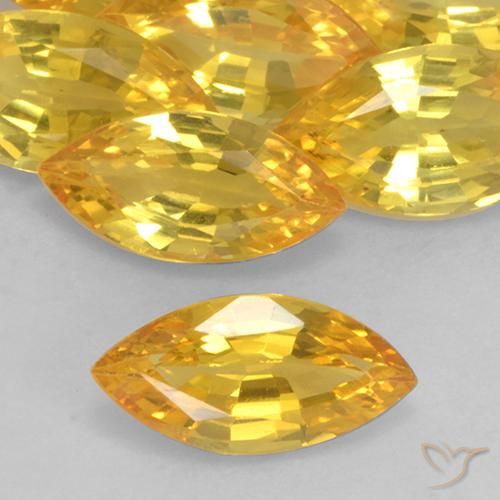 1.08ct 天然 金色 蓝宝石, 榄尖形, VVS-VS
