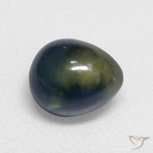 1.39ct 天然 暗绿色 蓝宝石, 梨形, 半透明
