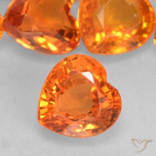 0.51ct 天然 火橙 蓝宝石, 心形, VVS-VS