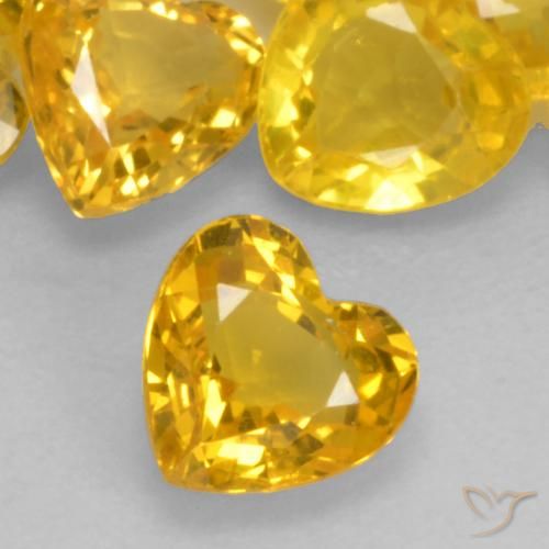 0.44ct 天然 金色 蓝宝石, 心形, VVS-VS