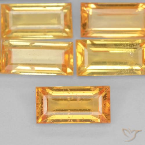 0.44ct 天然 橙金 蓝宝石, 狭长方形, VS