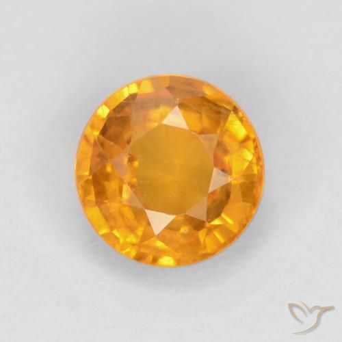 0.60ct 天然 深橙色-金色 蓝宝石, 圆形的, VS