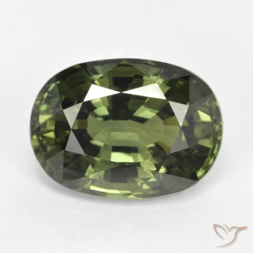 5.35ct 天然 深绿色 蓝宝石, 椭圆形, VVS