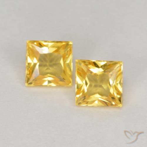0.51ctw 天然 黄金色 蓝宝石, 正方形, VS