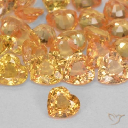 0.25ct 天然 橙金 蓝宝石, 心形, VS