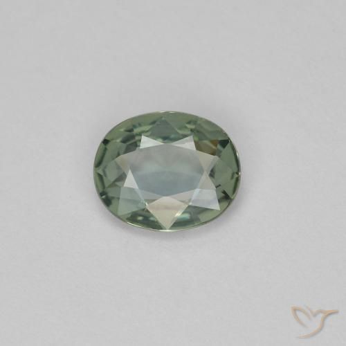 0.59ct 天然 绿灰色 蓝宝石, 椭圆形, VVS-VS