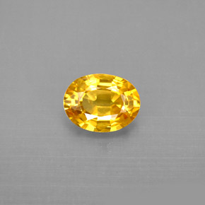 1.31克拉天然黄色蓝宝石，椭圆形切割，7.4×5.6毫米，VVS-VS