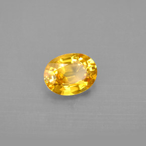 1.31克拉天然黄色蓝宝石，椭圆形切割，7.4×5.6毫米，VVS-VS