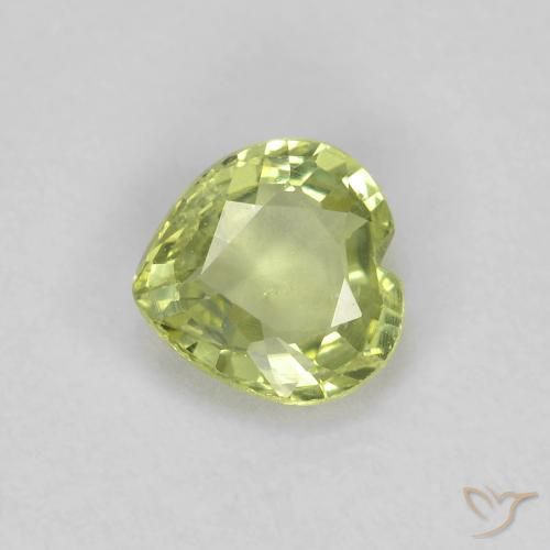 0.40ct 天然 黄绿色 蓝宝石, 心形, VS