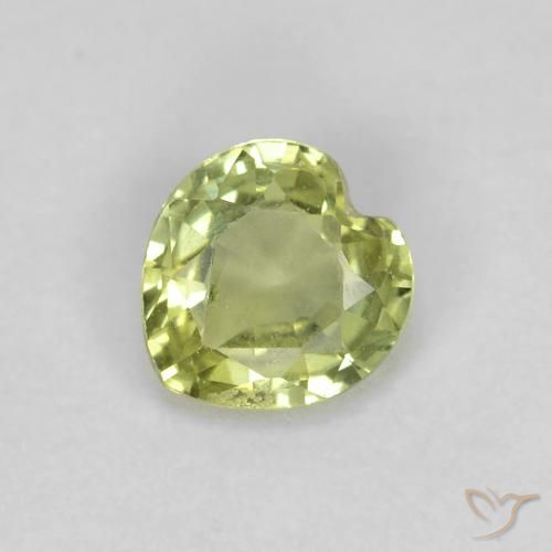 0.39ct 天然 淡柠檬绿 蓝宝石, 心形, VS