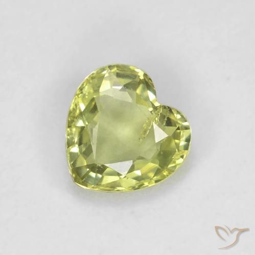 0.44ct 天然 黄绿色 蓝宝石, 心形, VS