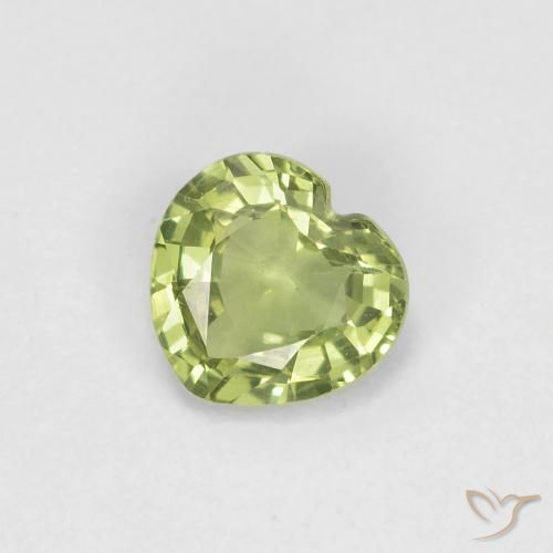 0.39ct 天然 暖绿 蓝宝石, 心形, VVS-VS