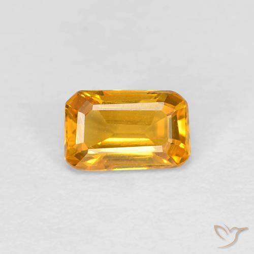 0.39ct 天然 深金橙色 蓝宝石, 祖母绿式切割, VVS