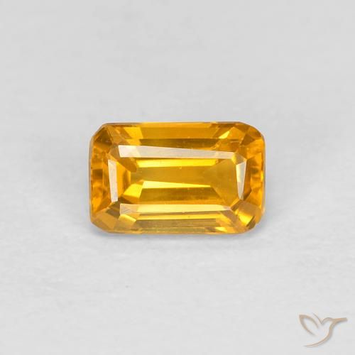 0.42ct 天然 橙金 蓝宝石, 祖母绿式切割, VVS