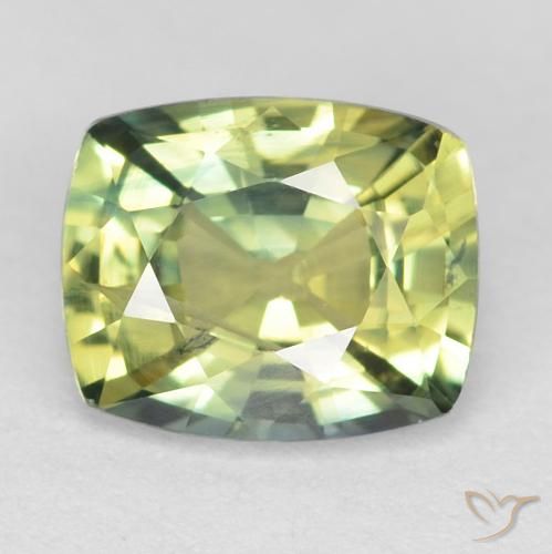 1.07ct 天然 黄绿色 蓝宝石, 软垫, VS