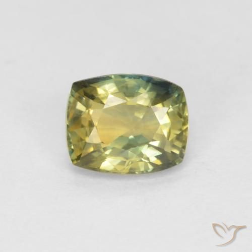 0.99ct 天然 绿黄色 蓝宝石, 软垫, VVS-VS