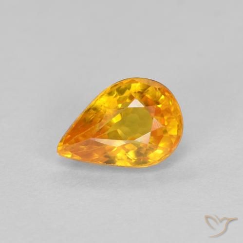 0.56ct 天然 黄金色 蓝宝石, 梨形, VVS