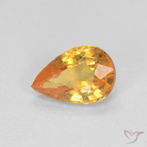0.57ct 天然 橙金 蓝宝石, 梨形, VVS