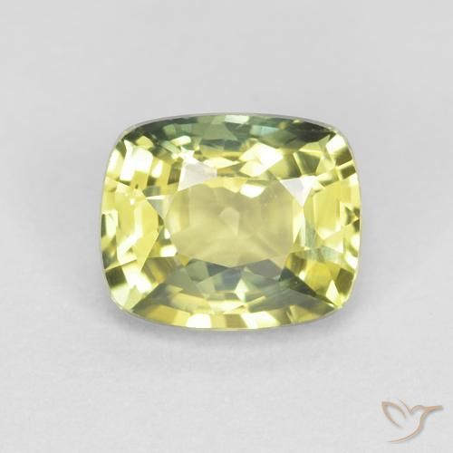 0.85ct 天然 绿黄色 蓝宝石, 软垫, VVS
