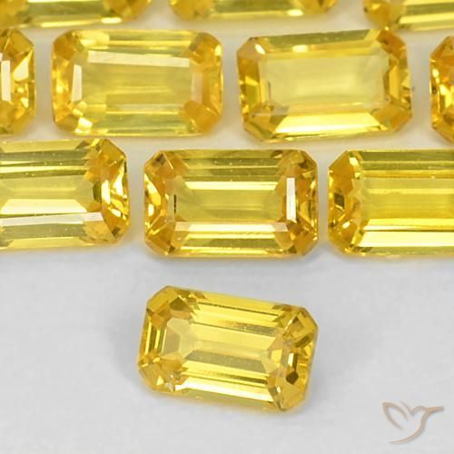 0.41ct 天然 黄色 蓝宝石, 祖母绿式切割, VS