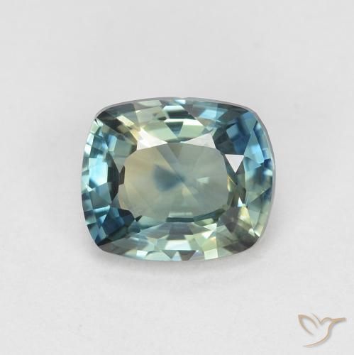0.96ct 天然 绿蓝色 蓝宝石, 软垫, VVS