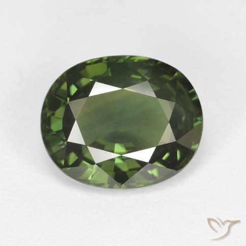4.12ct 天然 深绿色 蓝宝石, 椭圆形, VVS