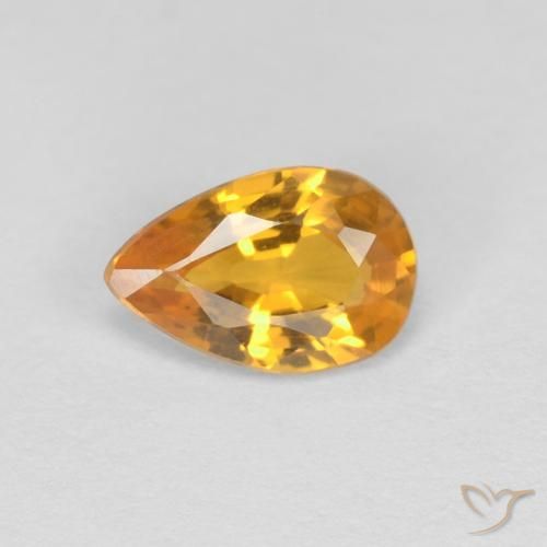 0.42ct 天然 橙金 蓝宝石, 梨形, VVS