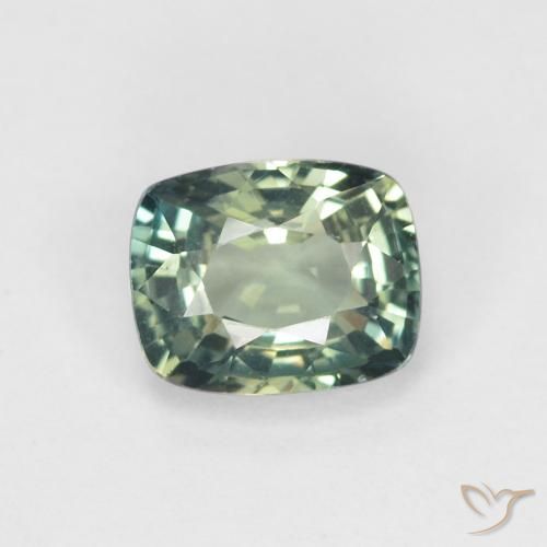 0.93ct 天然 中蓝绿色 蓝宝石, 软垫, VVS
