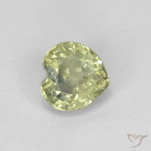 0.57ct 天然 淡柠檬绿 蓝宝石, 心形, VS