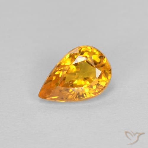 0.60ct 天然 深橙色-金色 蓝宝石, 梨形, VVS