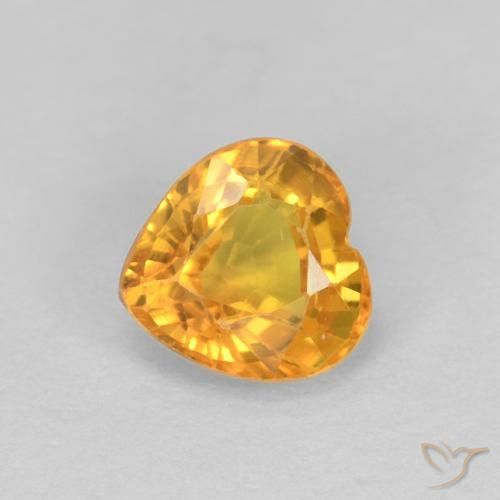 0.48ct 天然 深橙色-金色 蓝宝石, 心形, VS
