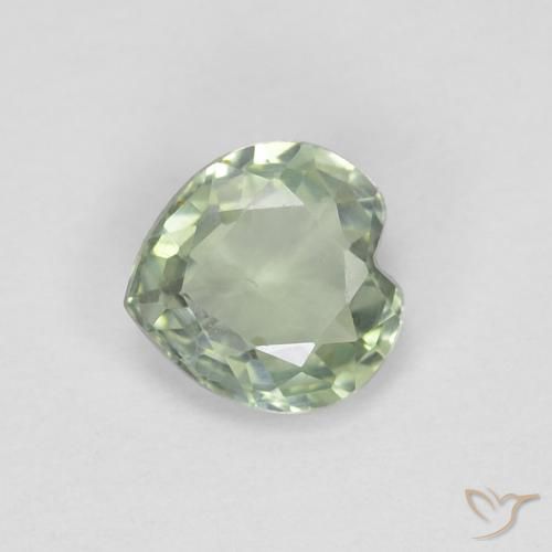 0.42ct 天然 浅绿色 蓝宝石, 心形, VVS