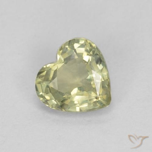 0.45ct 天然 黄绿色 蓝宝石, 心形, VVS-VS