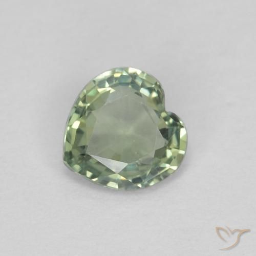 0.38ct 天然 暖绿 蓝宝石, 心形, VVS-VS