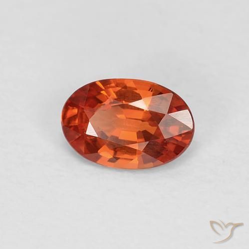 0.49ct 天然 橙红色 蓝宝石, 椭圆形, VVS