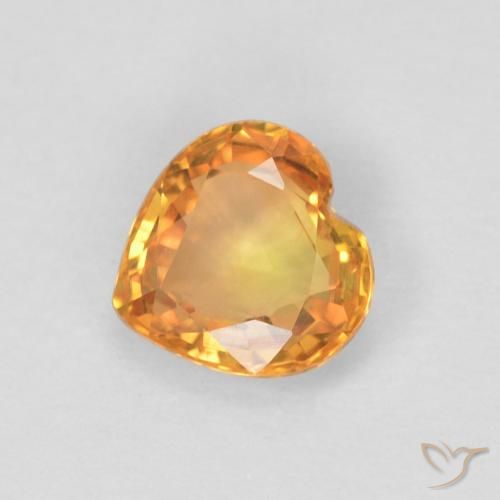 0.46ct 天然 浓橙色 蓝宝石, 心形, VVS-VS