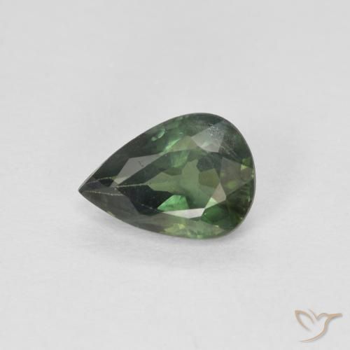 0.88ct 天然 森林绿 蓝宝石, 梨形, VS-SI