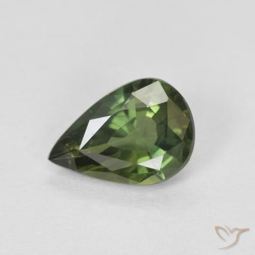 0.76ct 天然 温暖的森林绿 蓝宝石, 梨形, VS