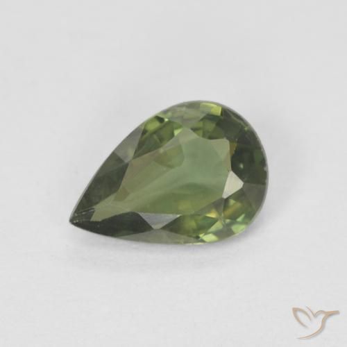 0.71ct 天然 温暖的森林绿 蓝宝石, 梨形, VS